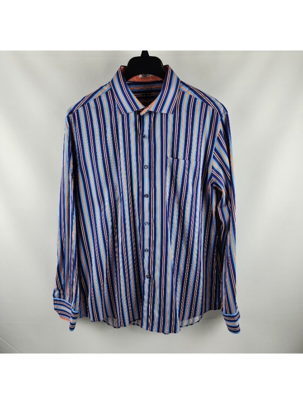 Bugatchi Dress Shirt Mens XL Multicolor Striped Shaped Fit Button Up